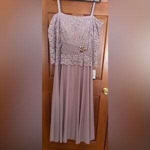 New Cachet Mocha Sz 14 Sequin Lace Long Gown Dress Formal Mother of Bride